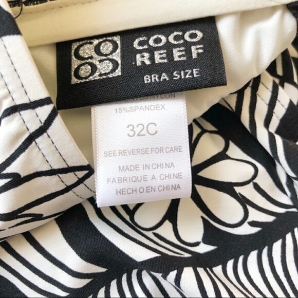 Coco Reef Tankini Swim Top 32C Black White Floral Bandeau - Picture 5 of 11